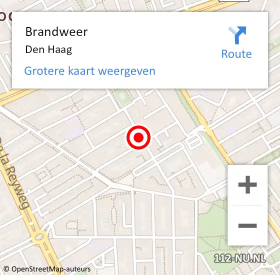 Locatie op kaart van de 112 melding: Brandweer Den Haag op 4 augustus 2021 19:02