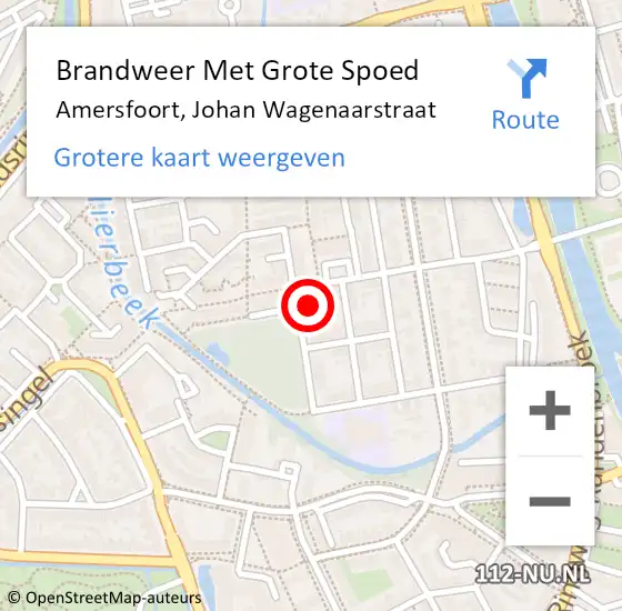 Locatie op kaart van de 112 melding: Brandweer Met Grote Spoed Naar Amersfoort, Johan Wagenaarstraat op 4 augustus 2021 19:38