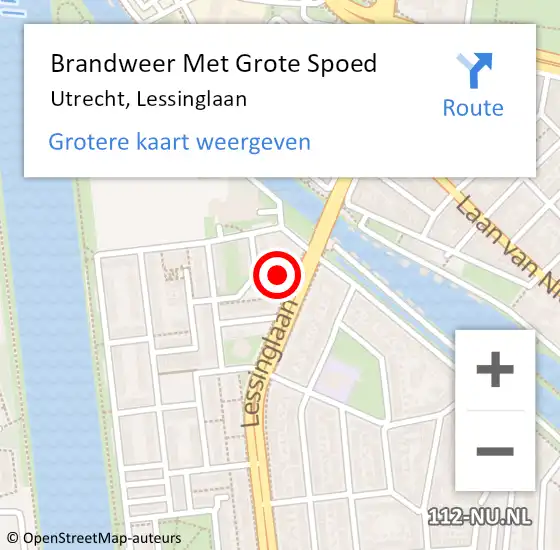 Locatie op kaart van de 112 melding: Brandweer Met Grote Spoed Naar Utrecht, Lessinglaan op 4 augustus 2021 19:41