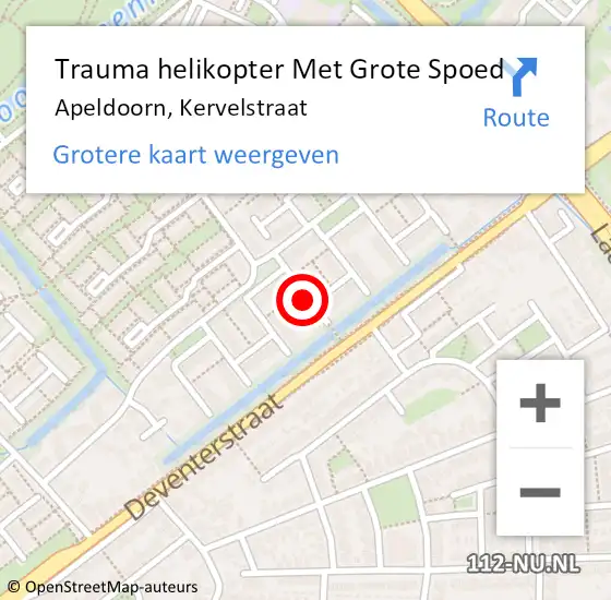 Locatie op kaart van de 112 melding: Trauma helikopter Met Grote Spoed Naar Apeldoorn, Kervelstraat op 4 augustus 2021 19:50