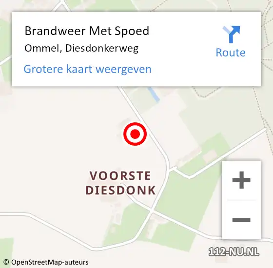 Locatie op kaart van de 112 melding: Brandweer Met Spoed Naar Ommel, Diesdonkerweg op 4 augustus 2021 19:53