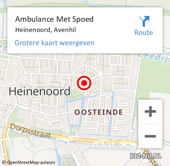 Locatie op kaart van de 112 melding: Ambulance Met Spoed Naar Heinenoord, Avenhil op 4 augustus 2021 20:14