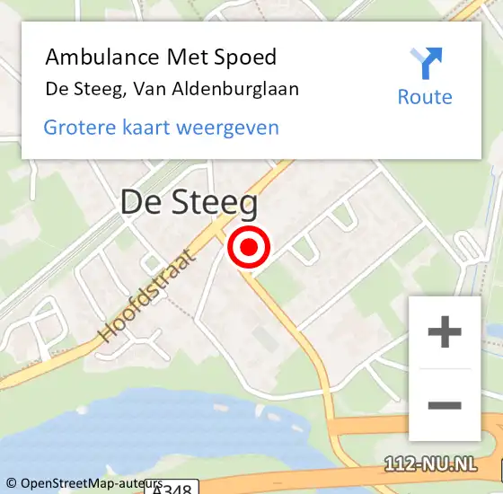 Locatie op kaart van de 112 melding: Ambulance Met Spoed Naar De Steeg, Van Aldenburglaan op 4 augustus 2021 20:20