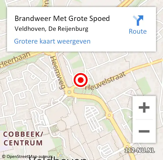 Locatie op kaart van de 112 melding: Brandweer Met Grote Spoed Naar Veldhoven, De Reijenburg op 4 augustus 2021 20:25