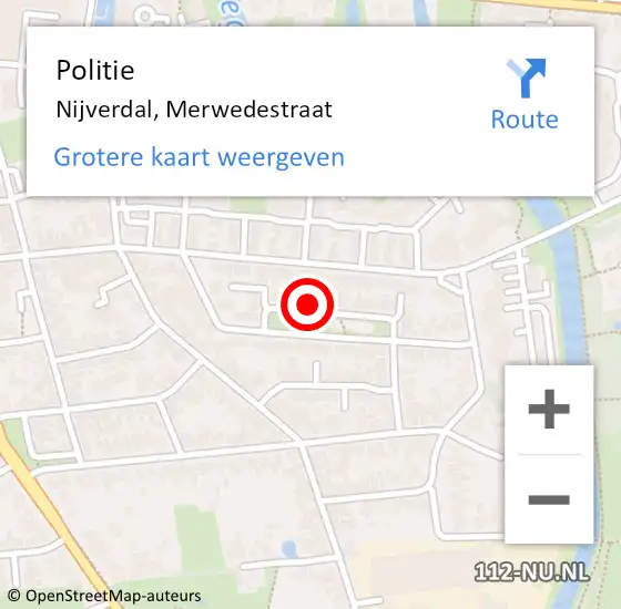 Locatie op kaart van de 112 melding: Politie Nijverdal, Merwedestraat op 4 augustus 2021 20:44