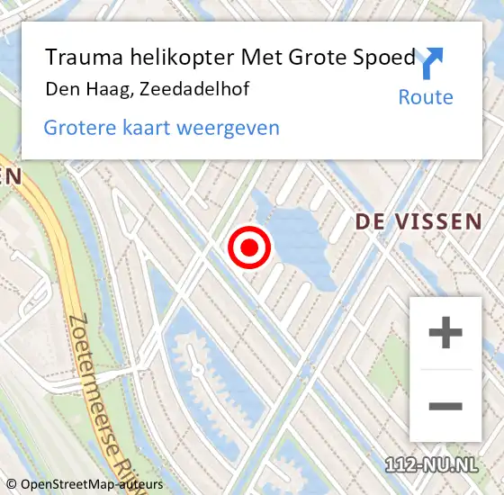 Locatie op kaart van de 112 melding: Trauma helikopter Met Grote Spoed Naar Den Haag, Zeedadelhof op 4 augustus 2021 20:48