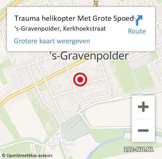 Locatie op kaart van de 112 melding: Trauma helikopter Met Grote Spoed Naar 's-Gravenpolder, Kerkhoekstraat op 4 augustus 2021 21:13