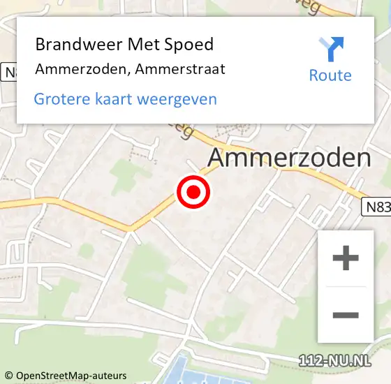 Locatie op kaart van de 112 melding: Brandweer Met Spoed Naar Ammerzoden, Ammerstraat op 4 augustus 2021 21:33