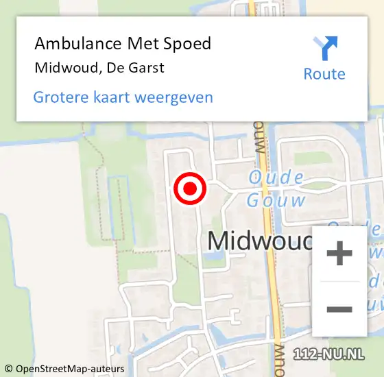 Locatie op kaart van de 112 melding: Ambulance Met Spoed Naar Midwoud, De Garst op 4 augustus 2021 21:38