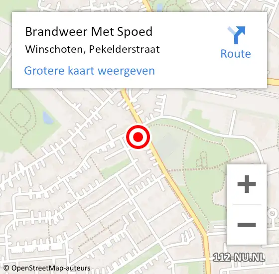 Locatie op kaart van de 112 melding: Brandweer Met Spoed Naar Winschoten, Pekelderstraat op 4 augustus 2021 21:39