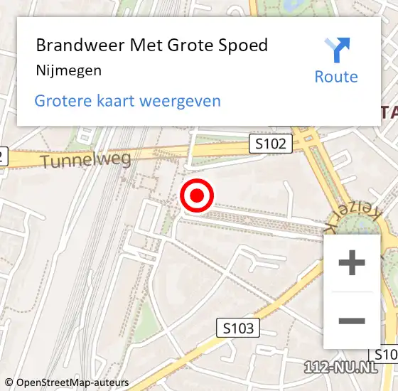 Locatie op kaart van de 112 melding: Brandweer Met Grote Spoed Naar Nijmegen op 4 augustus 2021 21:40