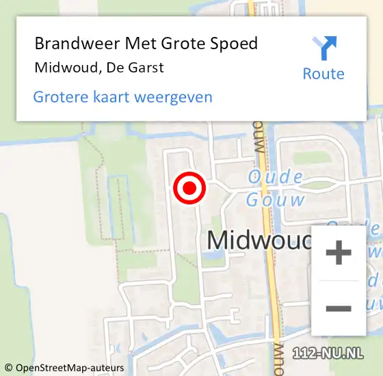 Locatie op kaart van de 112 melding: Brandweer Met Grote Spoed Naar Midwoud, De Garst op 4 augustus 2021 21:47