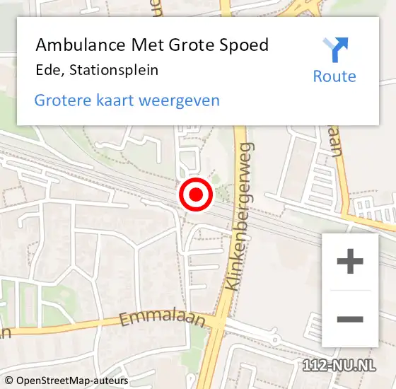 Locatie op kaart van de 112 melding: Ambulance Met Grote Spoed Naar Ede, Stationsplein op 4 augustus 2021 22:07