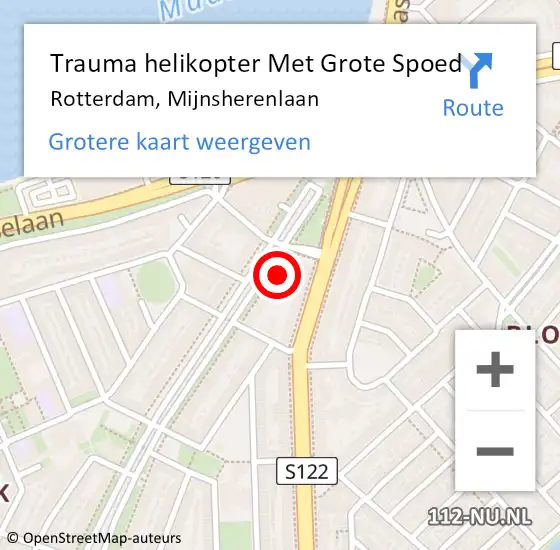 Locatie op kaart van de 112 melding: Trauma helikopter Met Grote Spoed Naar Rotterdam, Mijnsherenlaan op 4 augustus 2021 22:17