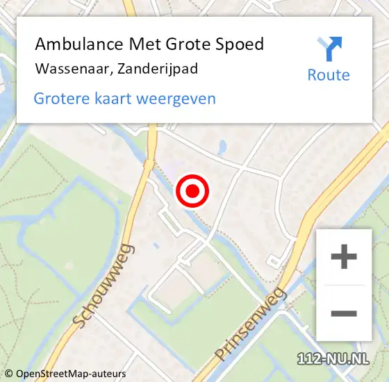 Locatie op kaart van de 112 melding: Ambulance Met Grote Spoed Naar Wassenaar, Zanderijpad op 4 augustus 2021 22:21