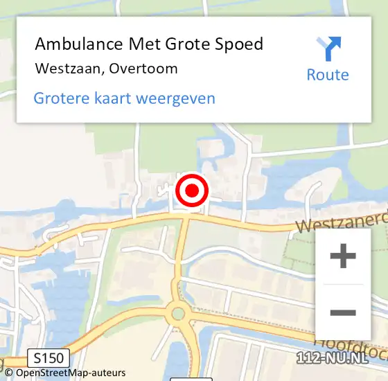 Locatie op kaart van de 112 melding: Ambulance Met Grote Spoed Naar Westzaan, Overtoom op 4 augustus 2021 22:26