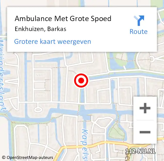 Locatie op kaart van de 112 melding: Ambulance Met Grote Spoed Naar Enkhuizen, Barkas op 4 augustus 2021 22:27