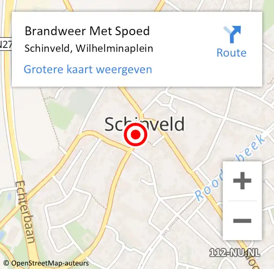 Locatie op kaart van de 112 melding: Brandweer Met Spoed Naar Schinveld, Wilhelminaplein op 4 augustus 2021 22:43