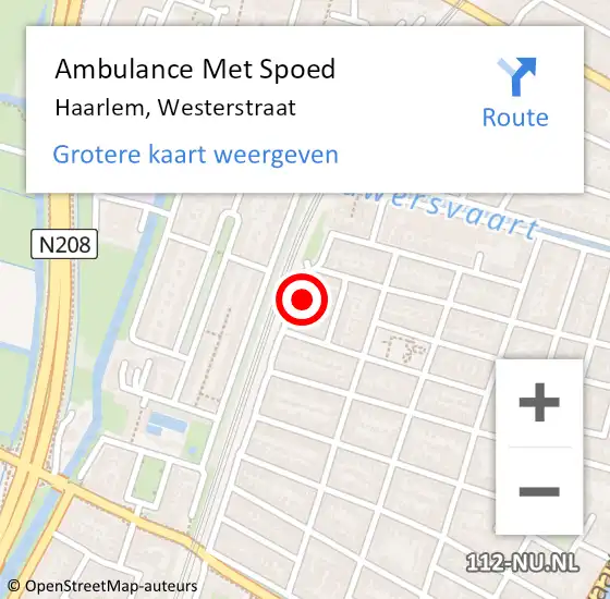 Locatie op kaart van de 112 melding: Ambulance Met Spoed Naar Haarlem, Westerstraat op 4 augustus 2021 22:59