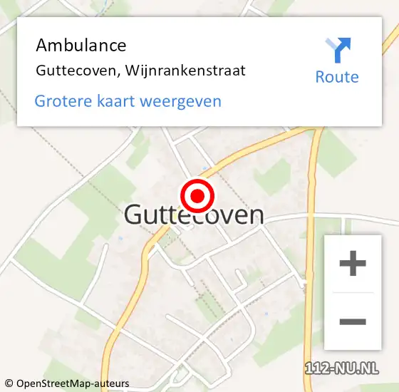 Locatie op kaart van de 112 melding: Ambulance Guttecoven, Wijnrankenstraat op 5 oktober 2013 14:14