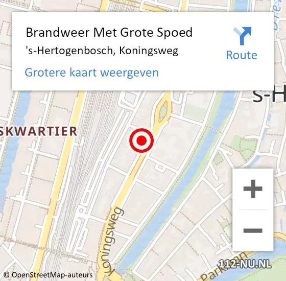 Locatie op kaart van de 112 melding: Brandweer Met Grote Spoed Naar 's-Hertogenbosch, Koningsweg op 4 augustus 2021 23:59