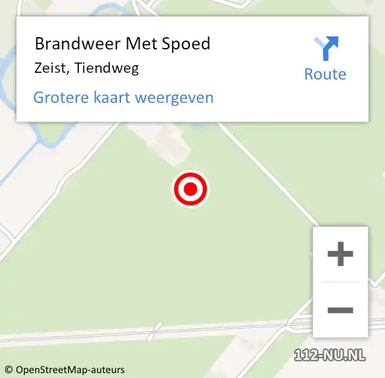 Locatie op kaart van de 112 melding: Brandweer Met Spoed Naar Zeist, Tiendweg op 5 augustus 2021 00:05