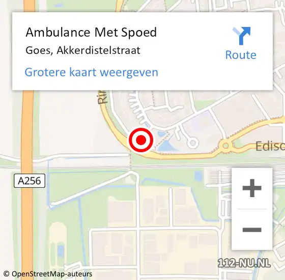 Locatie op kaart van de 112 melding: Ambulance Met Spoed Naar Goes, Akkerdistelstraat op 18 juni 2014 19:56