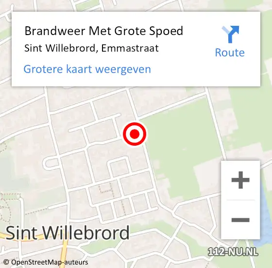 Locatie op kaart van de 112 melding: Brandweer Met Grote Spoed Naar Sint Willebrord, Emmastraat op 5 augustus 2021 00:55