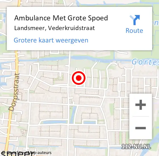 Locatie op kaart van de 112 melding: Ambulance Met Grote Spoed Naar Landsmeer, Vederkruidstraat op 5 augustus 2021 01:01