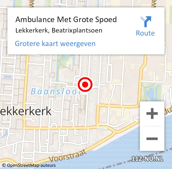 Locatie op kaart van de 112 melding: Ambulance Met Grote Spoed Naar Lekkerkerk, Beatrixplantsoen op 5 augustus 2021 01:24