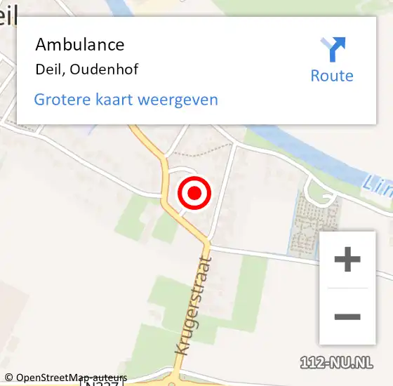 Locatie op kaart van de 112 melding: Ambulance Deil, Oudenhof op 5 augustus 2021 01:52