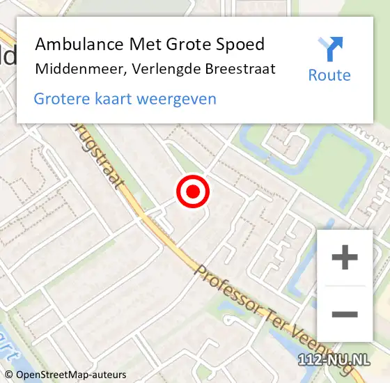 Locatie op kaart van de 112 melding: Ambulance Met Grote Spoed Naar Middenmeer, Verlengde Breestraat op 5 augustus 2021 02:36