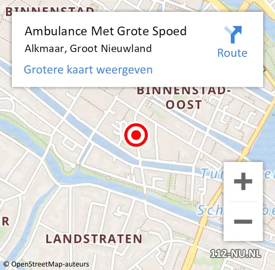 Locatie op kaart van de 112 melding: Ambulance Met Grote Spoed Naar Alkmaar, Groot Nieuwland op 5 augustus 2021 03:36