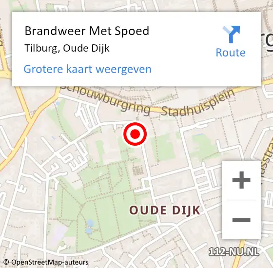 Locatie op kaart van de 112 melding: Brandweer Met Spoed Naar Tilburg, Oude Dijk op 5 augustus 2021 05:08