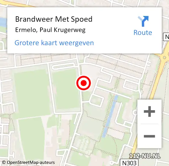 Locatie op kaart van de 112 melding: Brandweer Met Spoed Naar Ermelo, Paul Krugerweg op 5 augustus 2021 06:52