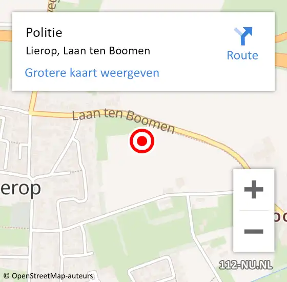 Locatie op kaart van de 112 melding: Politie Lierop, Laan ten Boomen op 5 augustus 2021 07:43