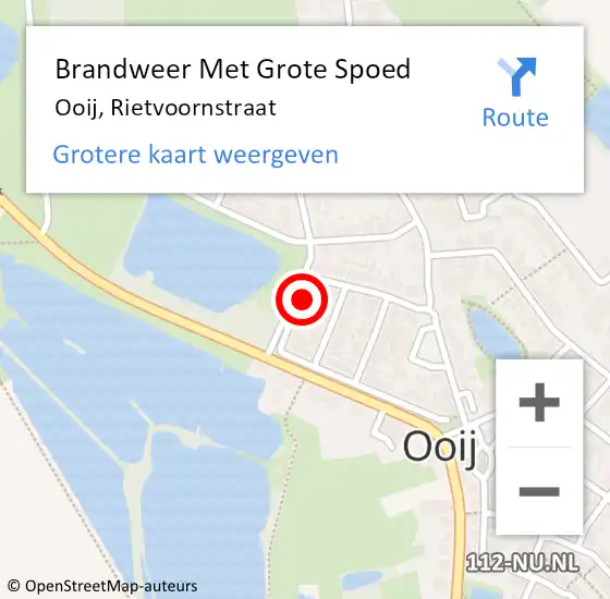 Locatie op kaart van de 112 melding: Brandweer Met Grote Spoed Naar Ooij, Rietvoornstraat op 5 augustus 2021 07:49