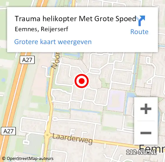 Locatie op kaart van de 112 melding: Trauma helikopter Met Grote Spoed Naar Eemnes, Reijerserf op 5 augustus 2021 08:45