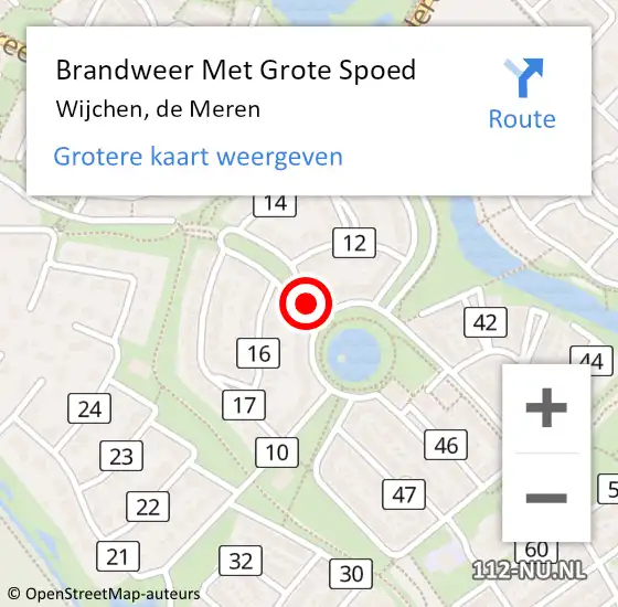 Locatie op kaart van de 112 melding: Brandweer Met Grote Spoed Naar Wijchen, de Meren op 5 augustus 2021 08:55