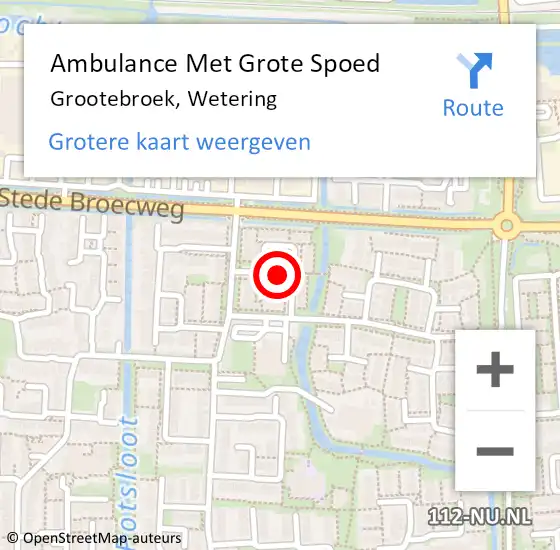 Locatie op kaart van de 112 melding: Ambulance Met Grote Spoed Naar Grootebroek, Wetering op 5 augustus 2021 09:31