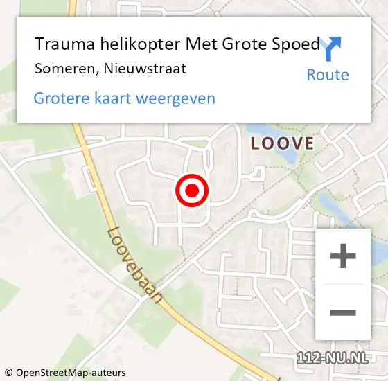 Locatie op kaart van de 112 melding: Trauma helikopter Met Grote Spoed Naar Someren, Nieuwstraat op 5 augustus 2021 09:37