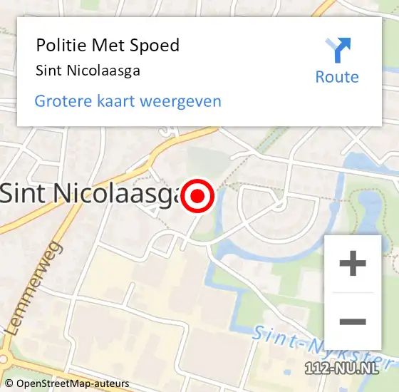 Locatie op kaart van de 112 melding: Politie Met Spoed Naar Sint Nicolaasga op 5 augustus 2021 09:38