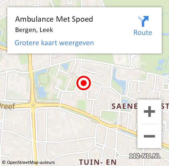 Locatie op kaart van de 112 melding: Ambulance Met Spoed Naar Bergen, Leek op 5 augustus 2021 10:07