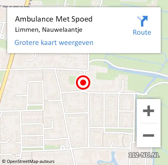 Locatie op kaart van de 112 melding: Ambulance Met Spoed Naar Limmen, Nauwelaantje op 5 augustus 2021 10:10