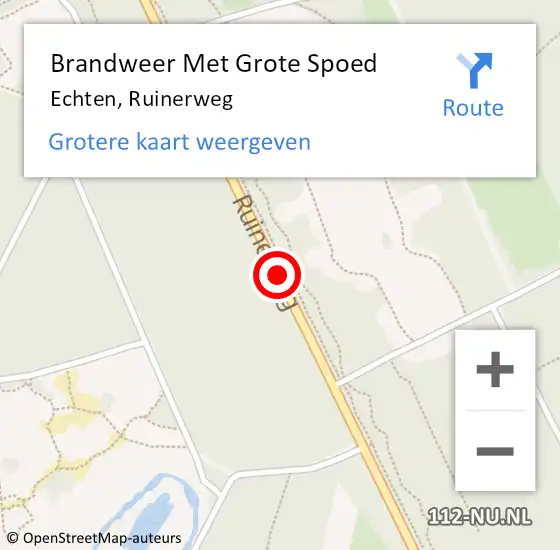 Locatie op kaart van de 112 melding: Brandweer Met Grote Spoed Naar Echten, Ruinerweg op 5 augustus 2021 10:13