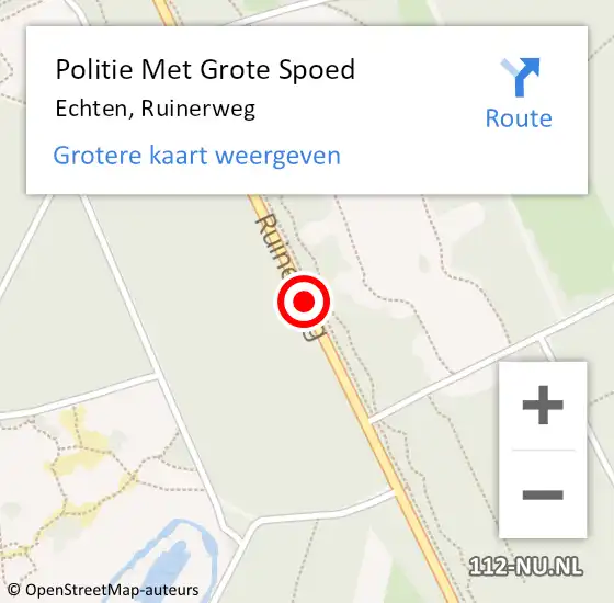 Locatie op kaart van de 112 melding: Politie Met Grote Spoed Naar Echten, Ruinerweg op 5 augustus 2021 10:14