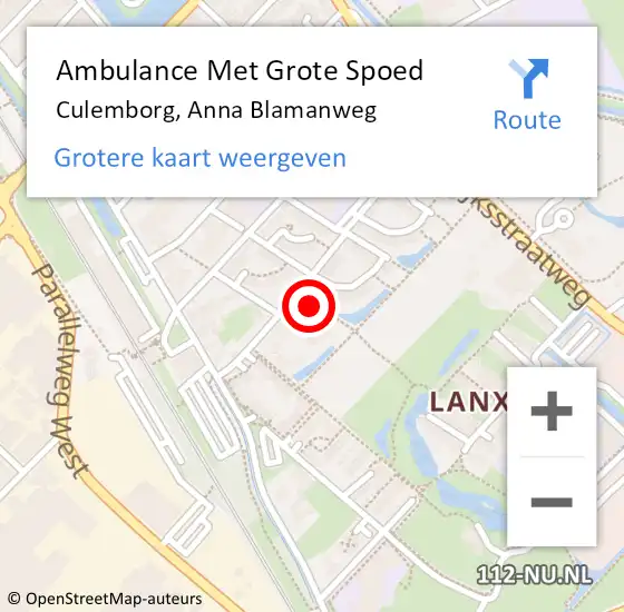 Locatie op kaart van de 112 melding: Ambulance Met Grote Spoed Naar Culemborg, Anna Blamanweg op 5 augustus 2021 10:19