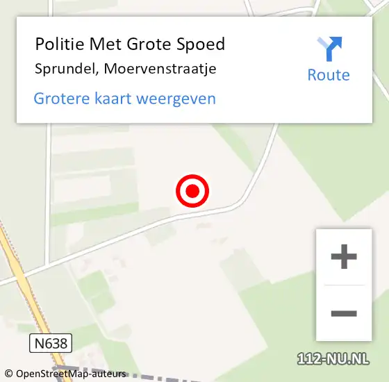 Locatie op kaart van de 112 melding: Politie Met Grote Spoed Naar Sprundel, Moervenstraatje op 5 augustus 2021 10:20