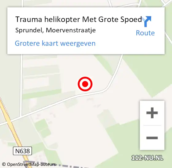 Locatie op kaart van de 112 melding: Trauma helikopter Met Grote Spoed Naar Sprundel, Moervenstraatje op 5 augustus 2021 10:20