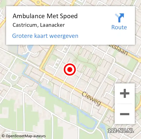 Locatie op kaart van de 112 melding: Ambulance Met Spoed Naar Castricum, Laanacker op 5 augustus 2021 11:11